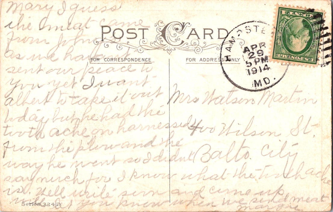 Vintage Postcard Wishing You A Happy Birthday Posted 1914 US One Cent