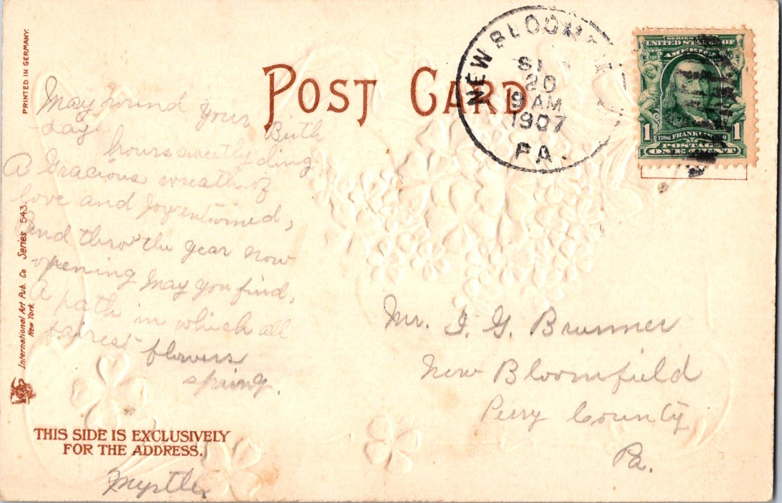 Vintage Postcard A Very Happy Birthday Posted 1907 US Postage One Cent