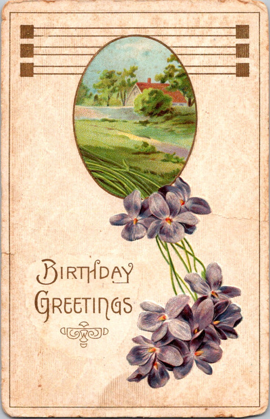 Vintage Postcard Birthday Greetings Posted 1919 US Postage One Cent