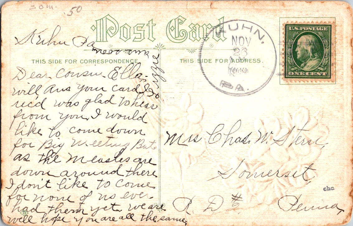 Vintage Postcard Birthday Greetings Posted 1919 US Postage One Cent