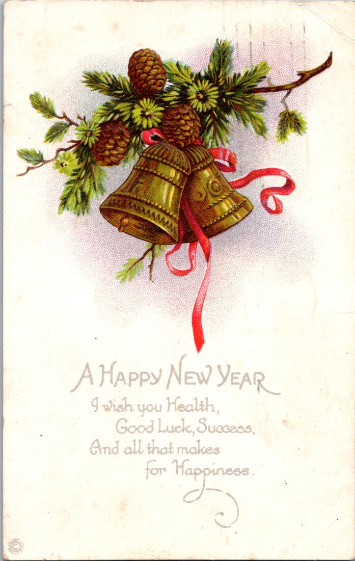 Vintage Postcard Happy New Year Good Health Luck Happiness Success Posted 1922