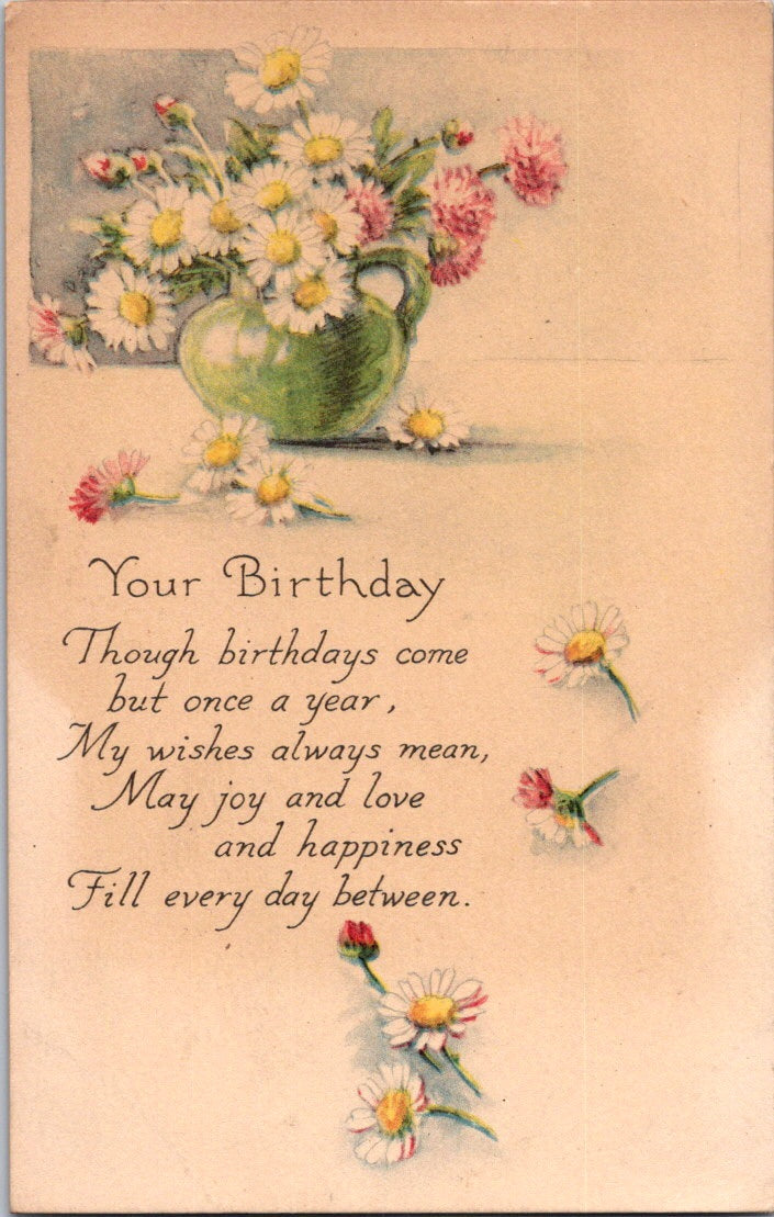 Vintage Postcard Birthday Wishes Joy Love And Happiness Posted 1918 US 3 Cents