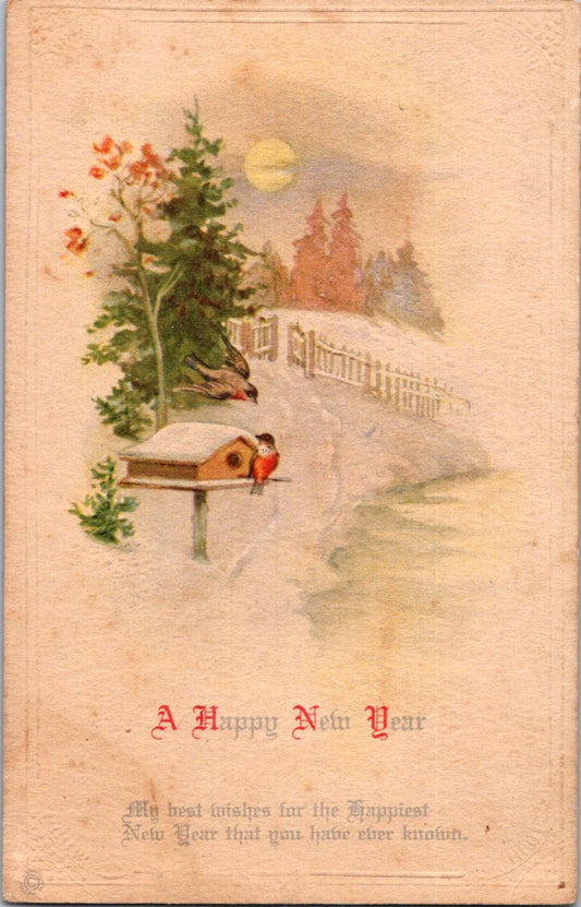 Vintage Postcard Best Wishes For The Happiest New Year 1921 US One Cent