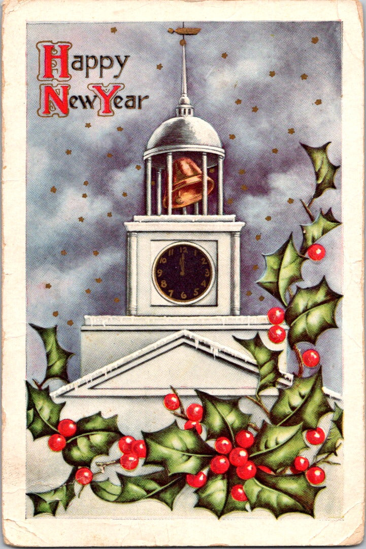 Vintage Postcard A Happy New Year Greetings Posted 1912 US One Cent