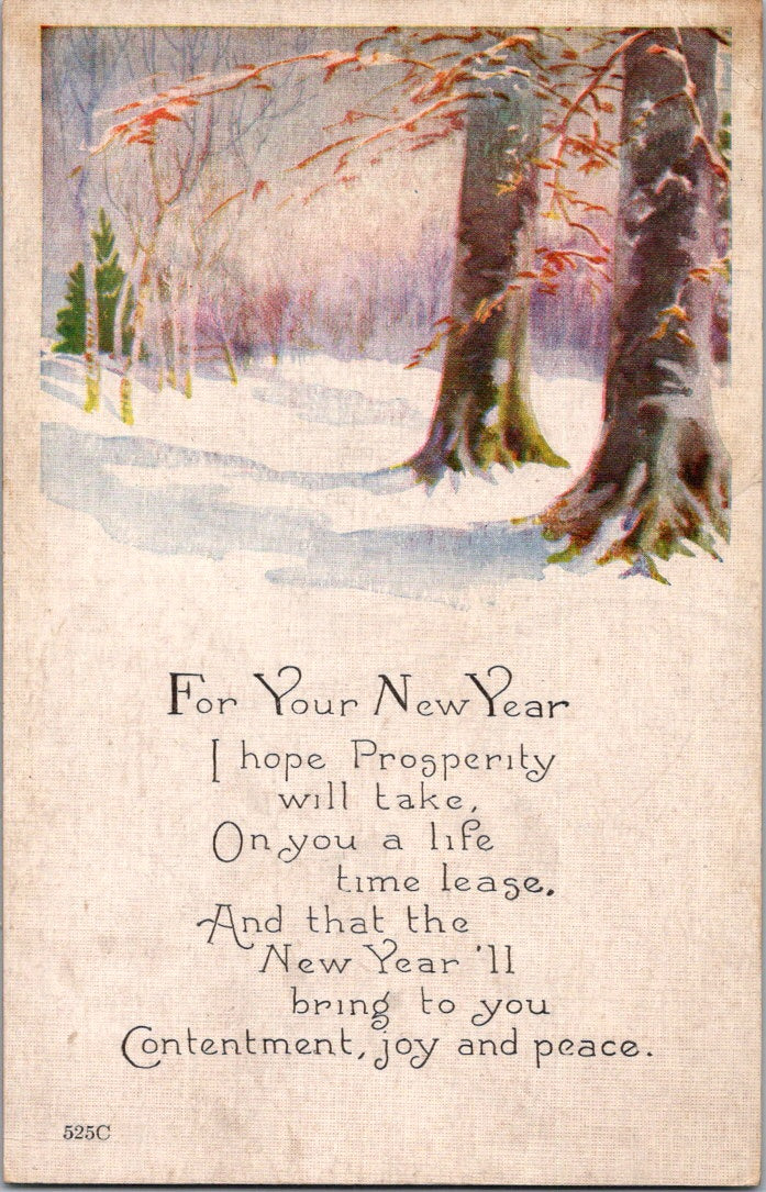 Vintage Postcard Contentment Joy Peace Prosperity For New Year Posted 1922