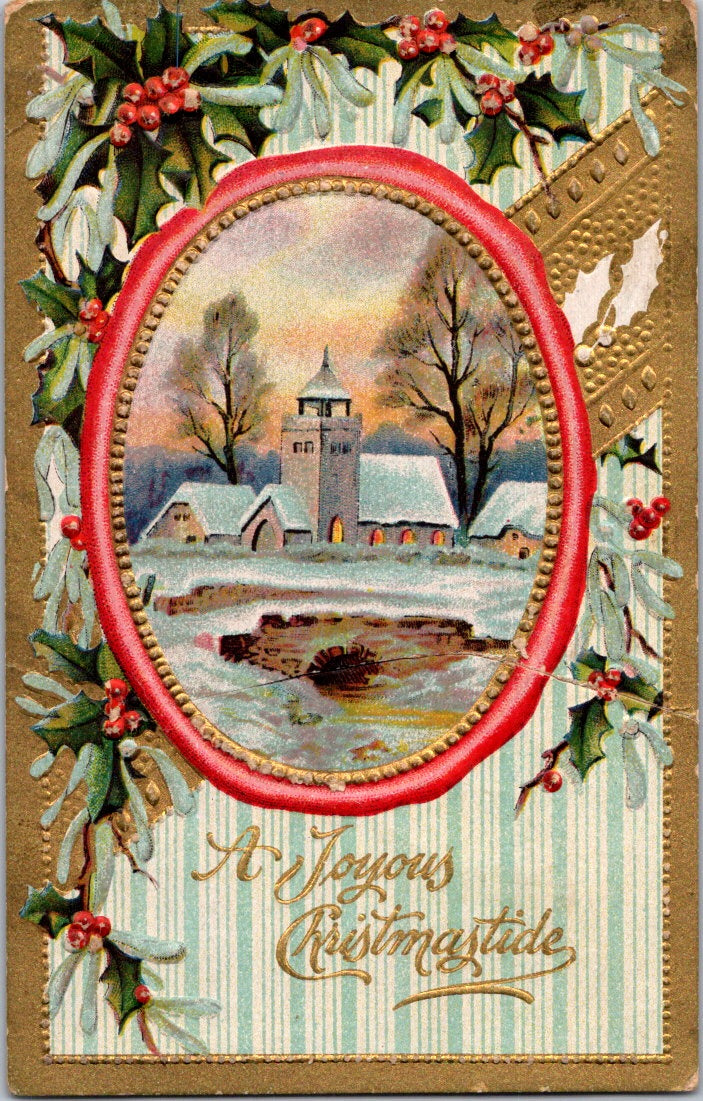 Vintage Postcard A Joyous Christmas Tide Seasons Greetings Unposted