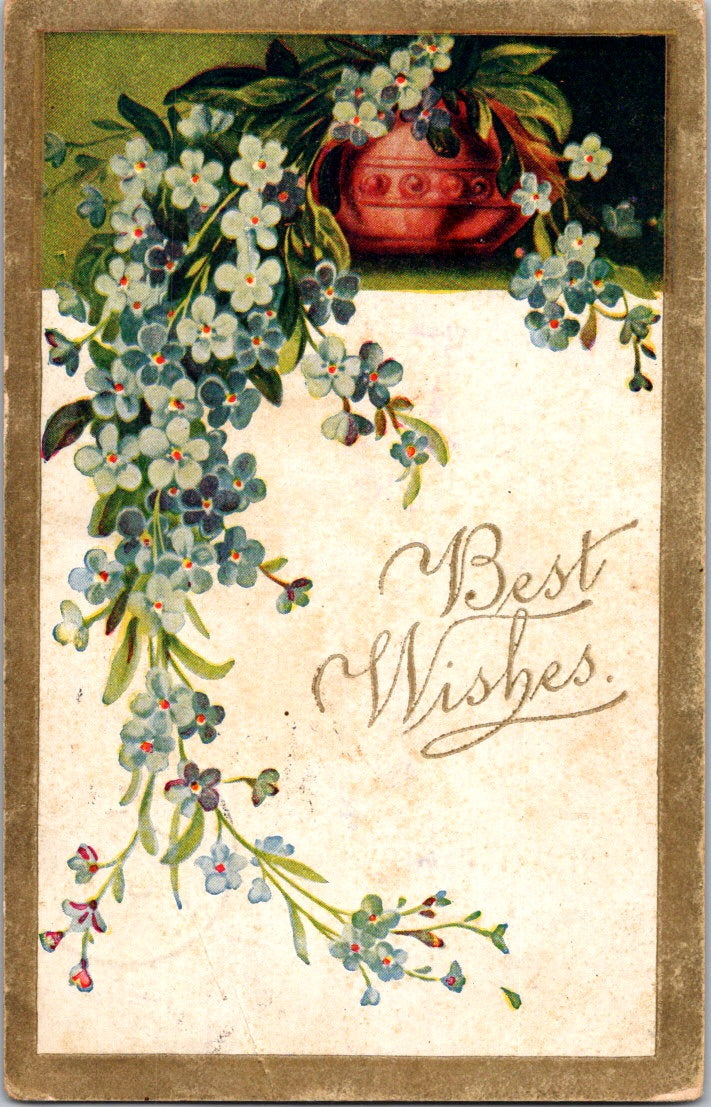 Vintage Postcard Flowers Best Wishes Greetings Posted US One Cent