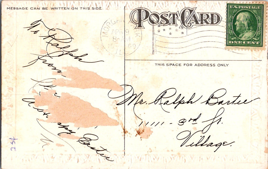 Vintage Postcard Best Wishes Greetings Posted 1909 US Postage One Cent