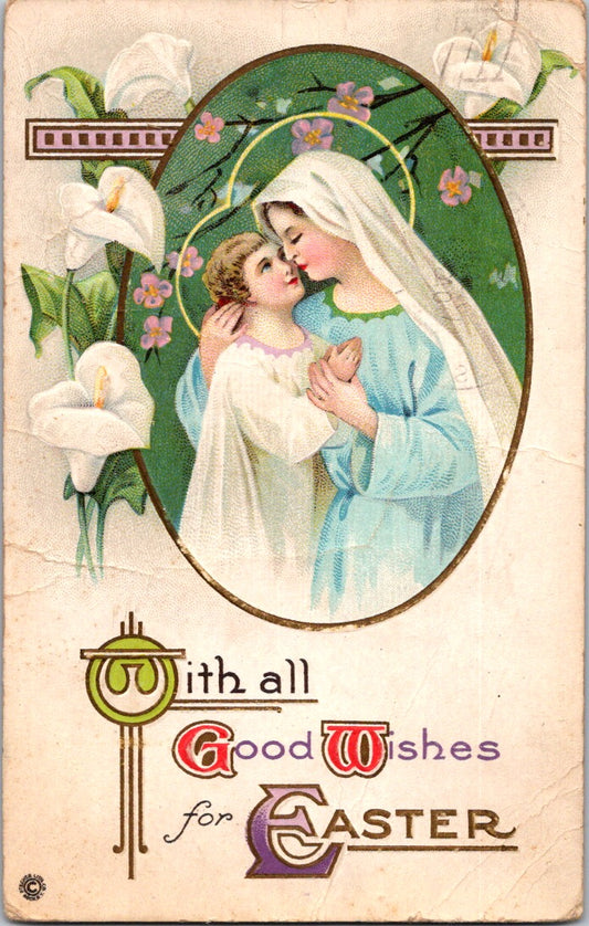 Vintage Postcard With All Good Wishes For Easter Posted 1920 US One Cent