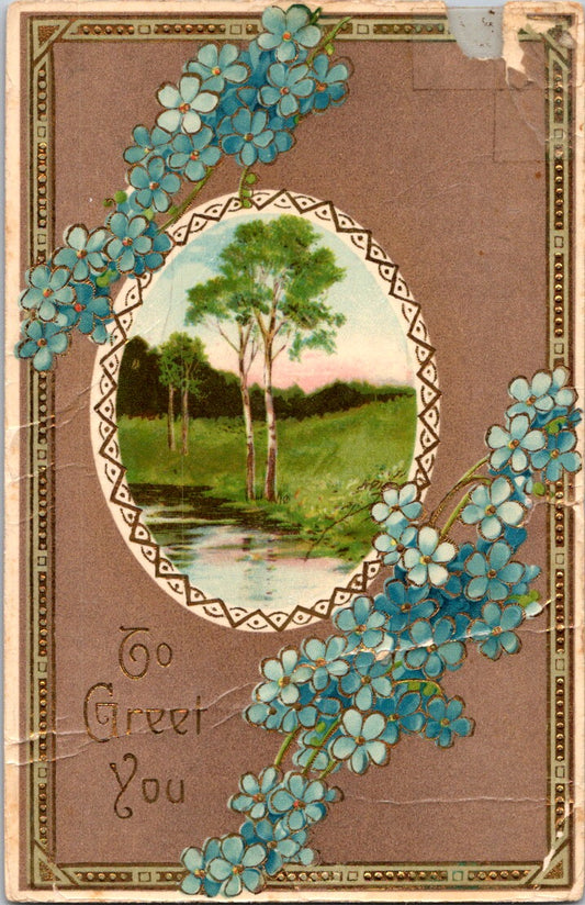 Vintage Postcard Flowers To Greet You Posted 1915 US Postage One Cent