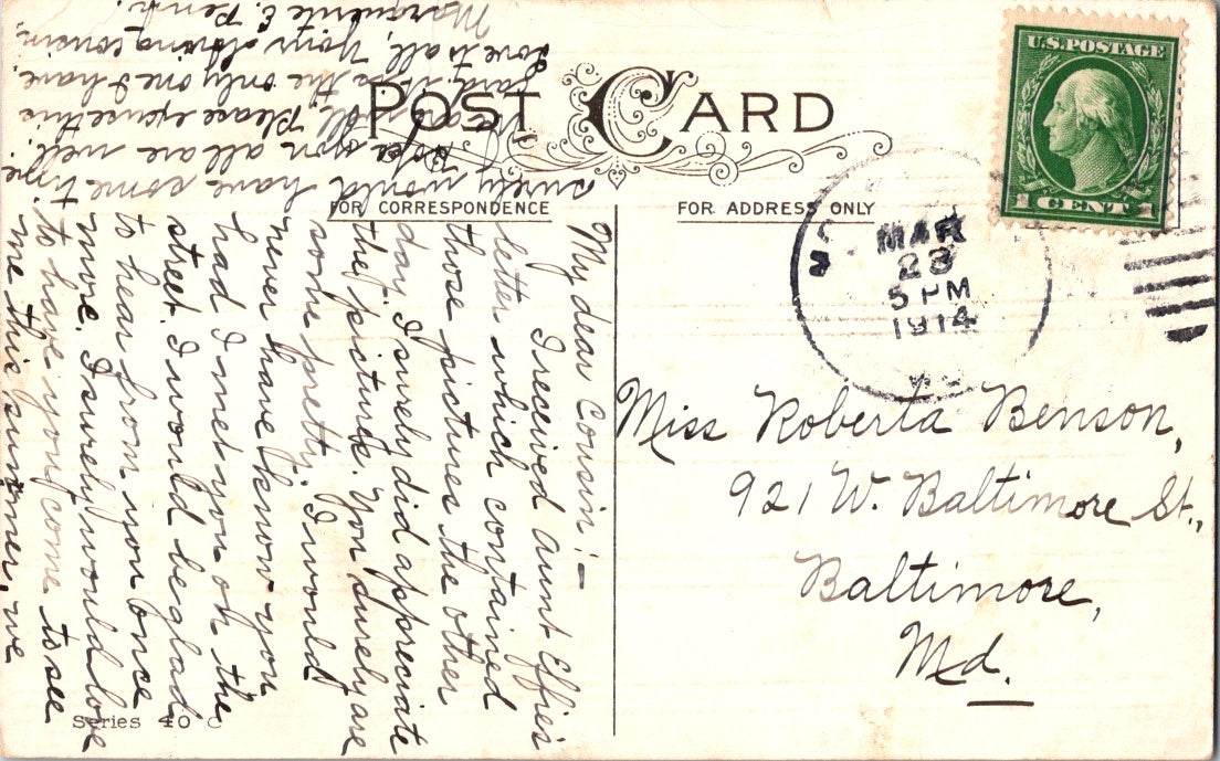 Vintage Postcard Greetings To A Jolly Good Friend Posted 1914 US One Cent