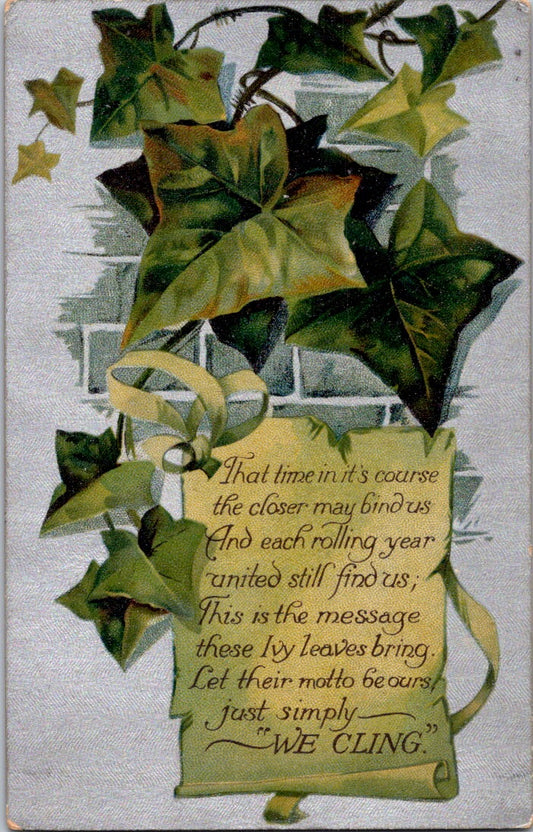 Vintage Postcard Ivy Leave We Cling Posted 1910 US Postage One Cent