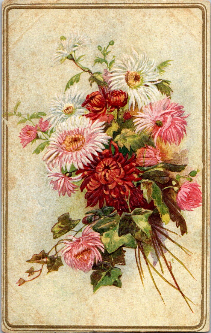 Vintage Postcard Bunch Of Flowers Posted 1910 US Postage One Cent