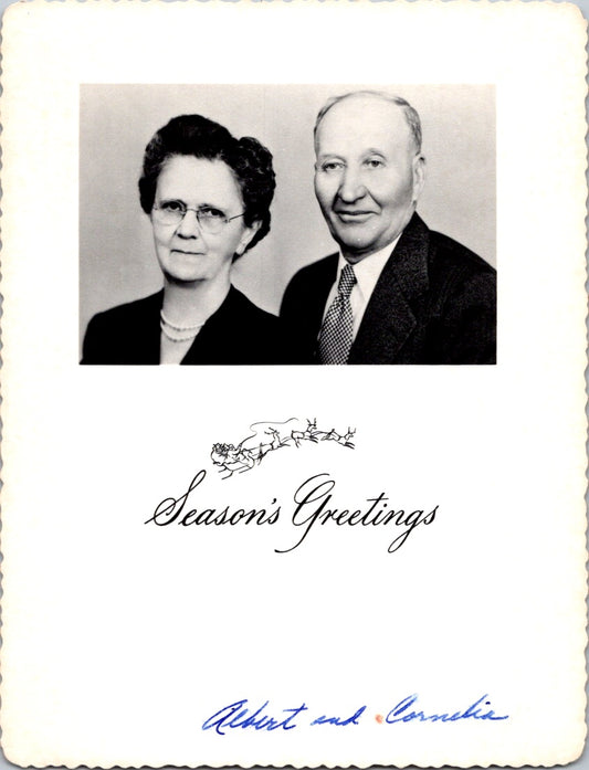 Vintage Postcard Seasons Greetings From Albert And Cornelia Unposted