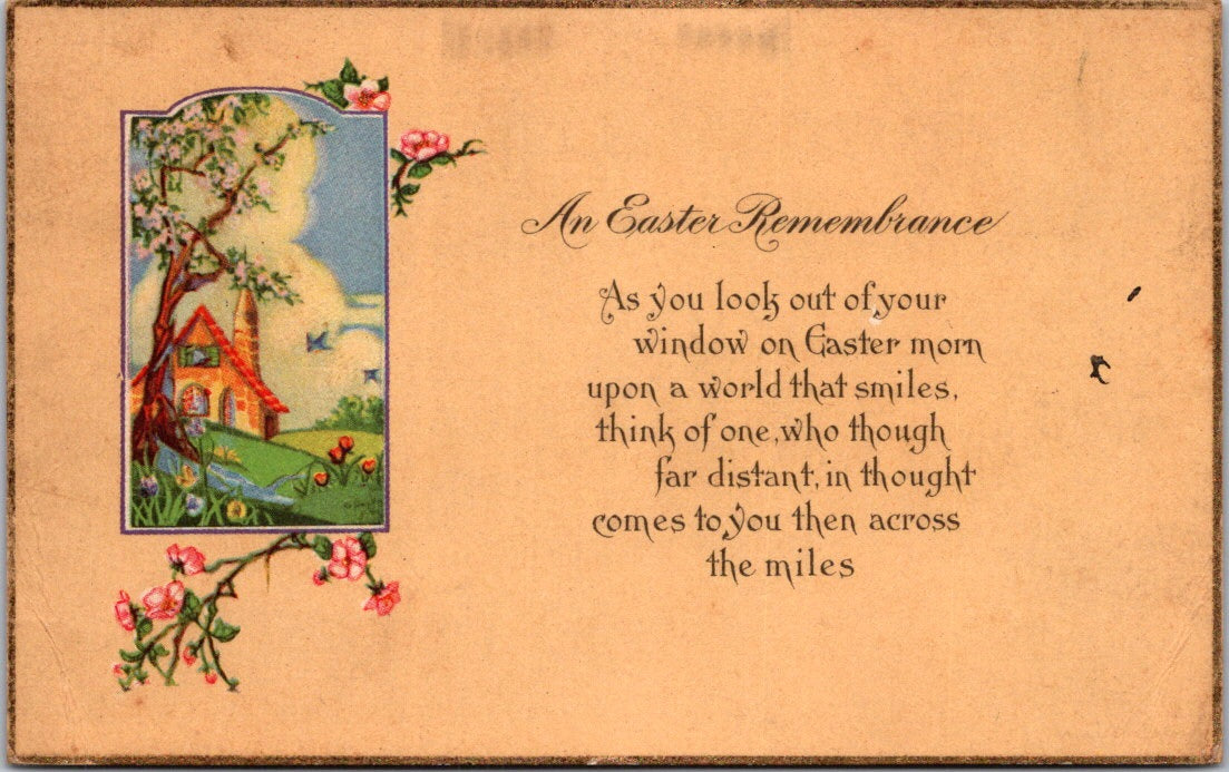 Vintage Postcard A Beautiful Easter Remembrance Unposted