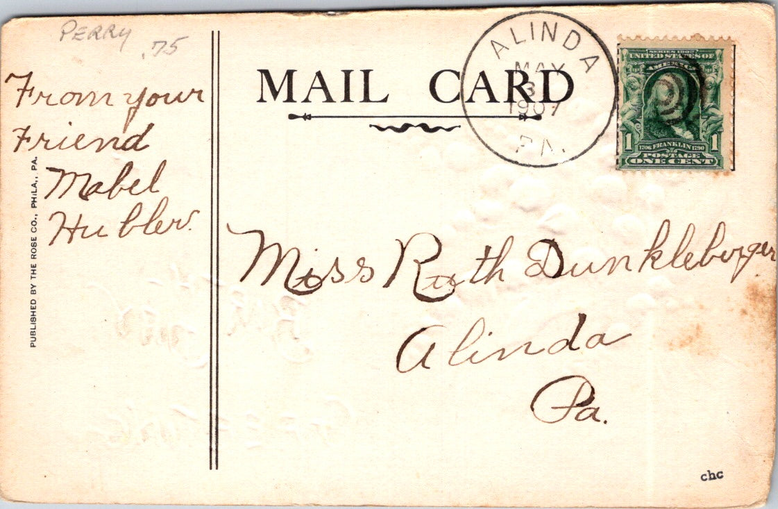 Vintage Postcard A Birthday Greetings Posted 1907 US Postage One Cent