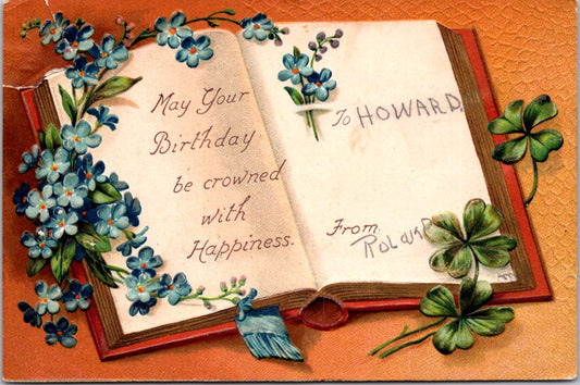 Vintage Postcard May Your Birthday Be Crowned With Happiness Posted 1907