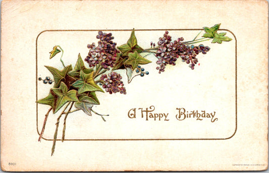 Vintage Postcard A Happy Birthday Greetings Posted 1914 US Postage One Cent