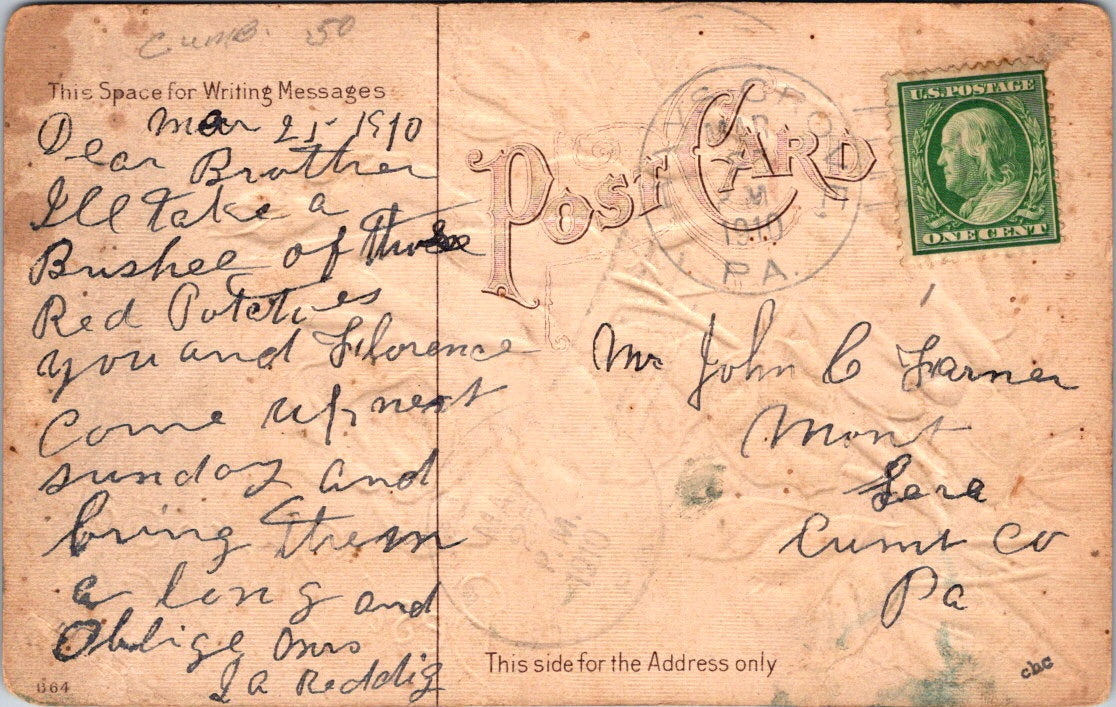 Vintage Postcard Roses Best Birthday Wishes Posted 1910 US Postage One Cent