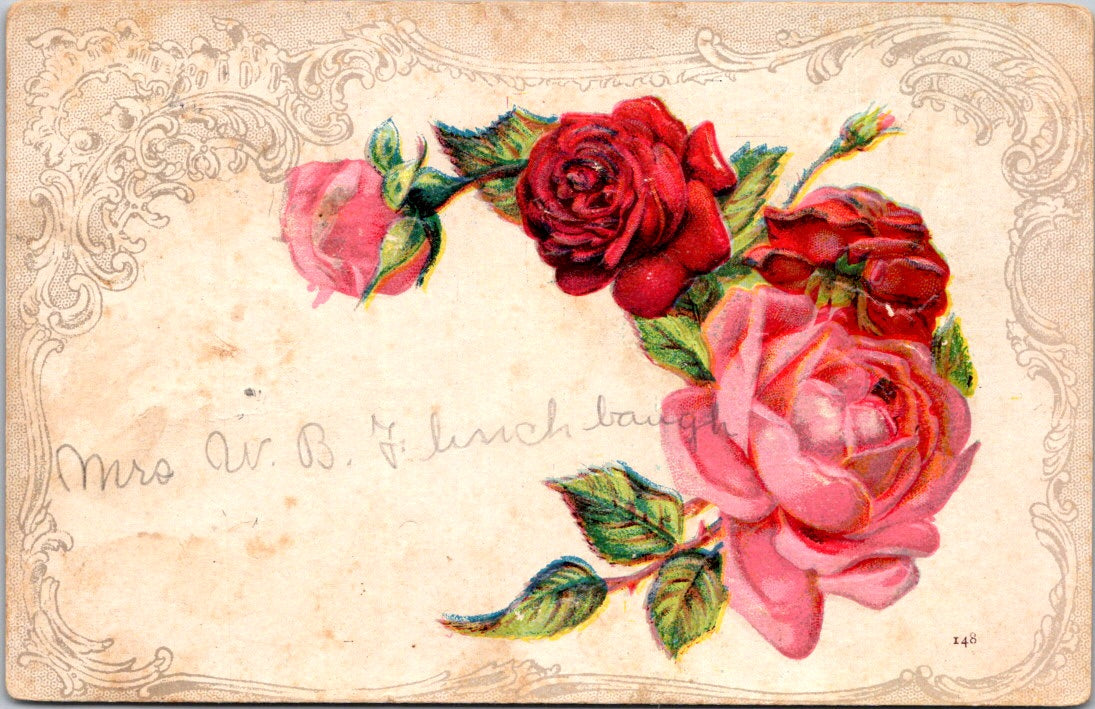 Vintage Postcard Beautiful Rosed Greetings Posted 1908 US Postage One Cent