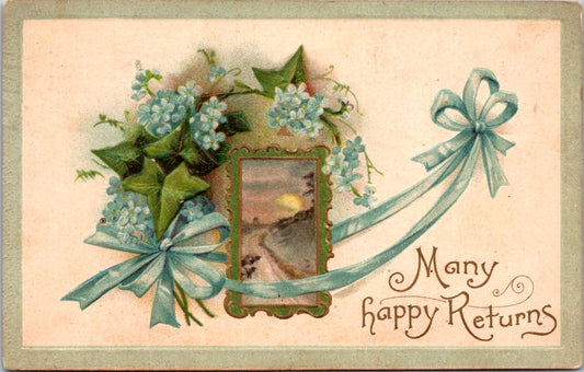 Vintage Postcard Many Happy Returns Greetings Posted 1908 US One Cent