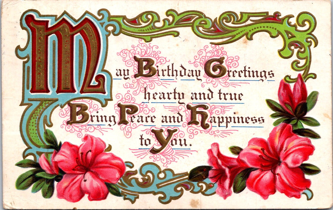 Vintage Postcard May Birthday Greetings Bring Peace And Happiness Posted 1911