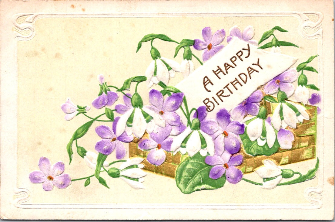 Vintage Postcard A Happy Birthday Posted 1910 US Postage One Cent