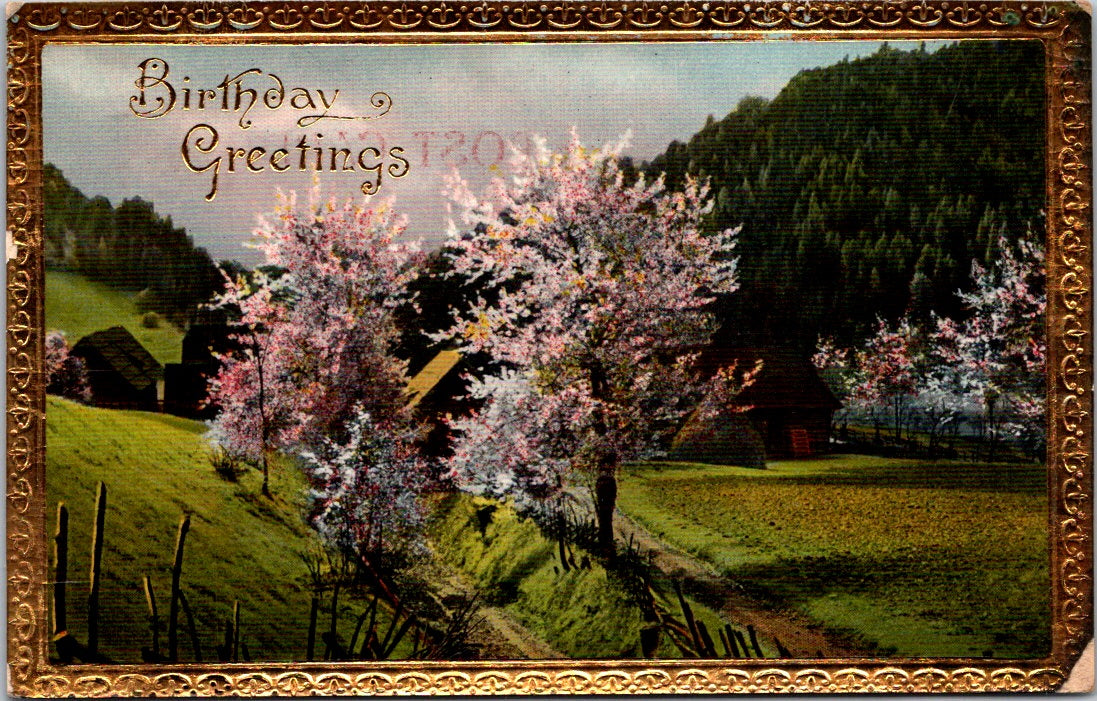 Vintage Postcard Birthday Greetings Posted 1914 US Postage One Cent