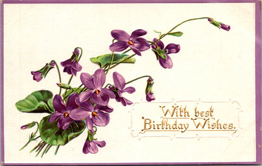 Vintage Postcard With Best Birthday Wishes Greetings Unposted