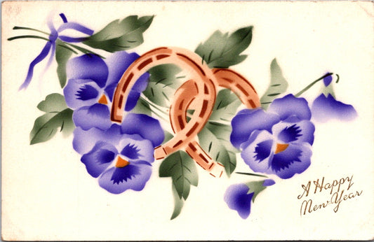 Vintage Postcard Flowers Happy New Year Posted 1915 US Postage One Cent