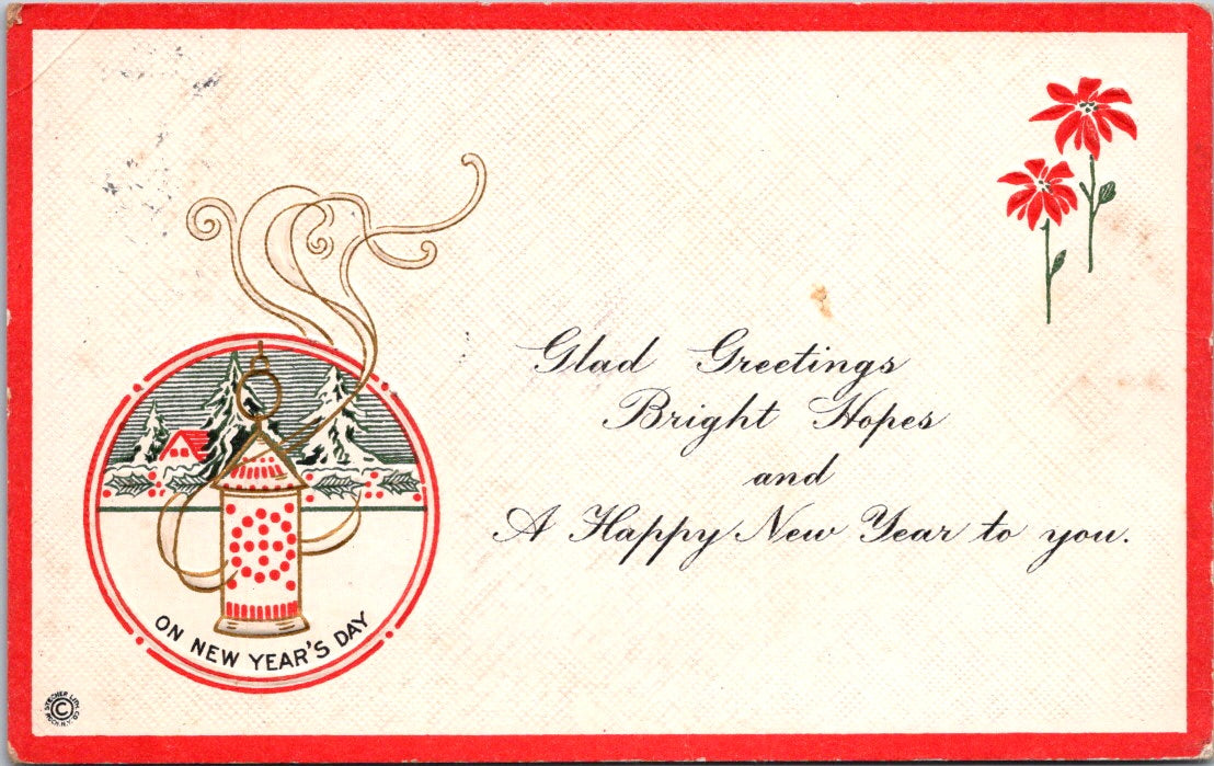 Vintage Postcard On New Year's Day Happy New Year To You Posted 1918