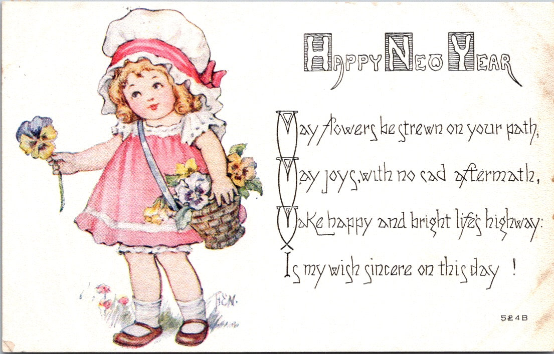 Vintage Postcard Happy New Year Posted 1915 US Postage One Cent