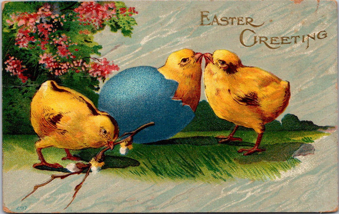 Vintage Postcard Chicks Happy Easter Greetings Posted 1911 US One Cent