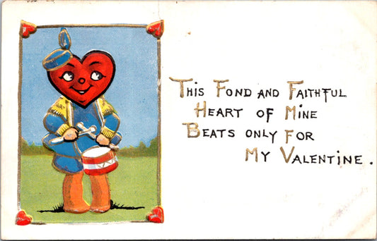 Vintage Postcard This Fond And Faithful Heart Of Mine Beats Only For Valentine