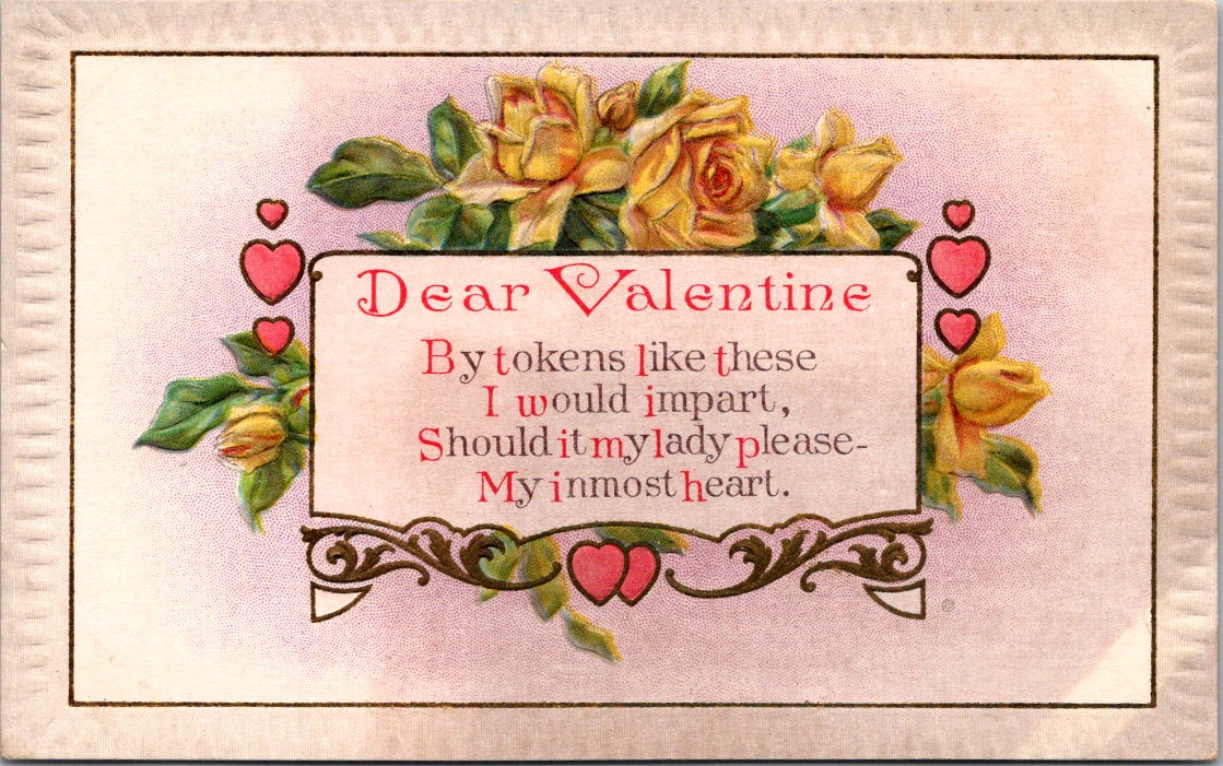 Vintage Postcard Dear Valentines Greetings Unposted