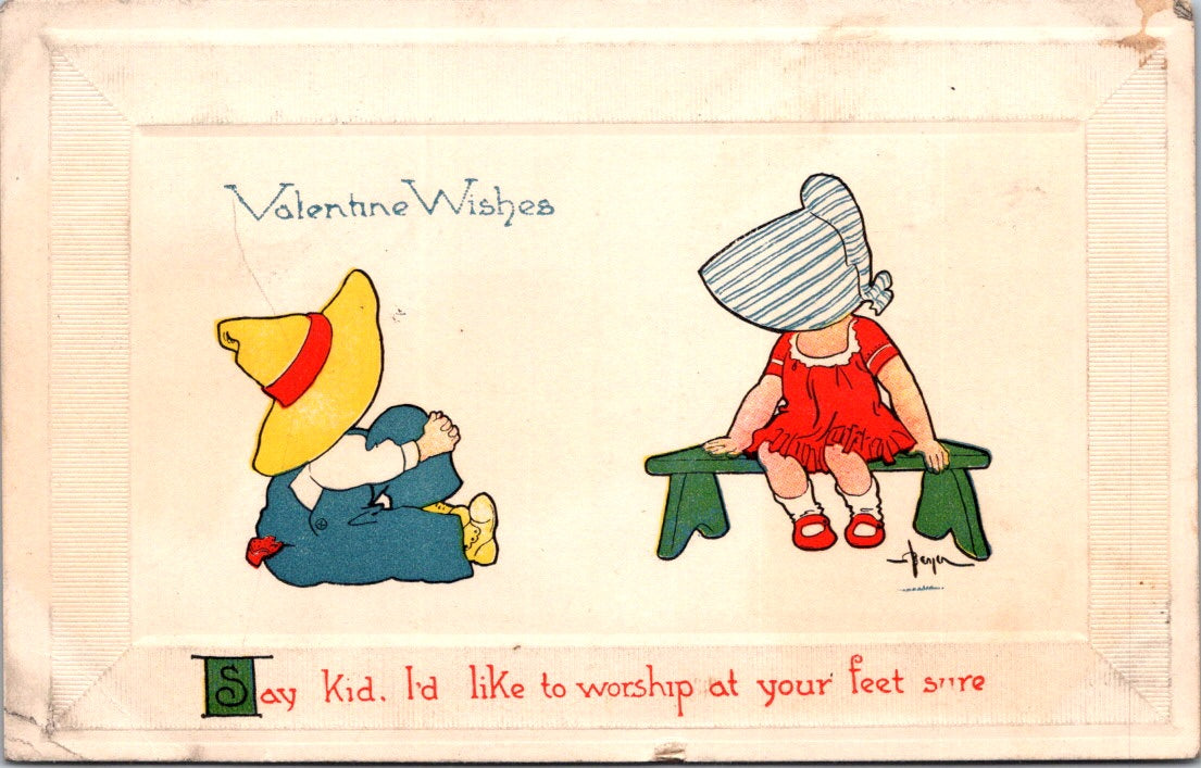 Vintage Postcard Valentine Wishes Posted 1920 US Postage One Cent