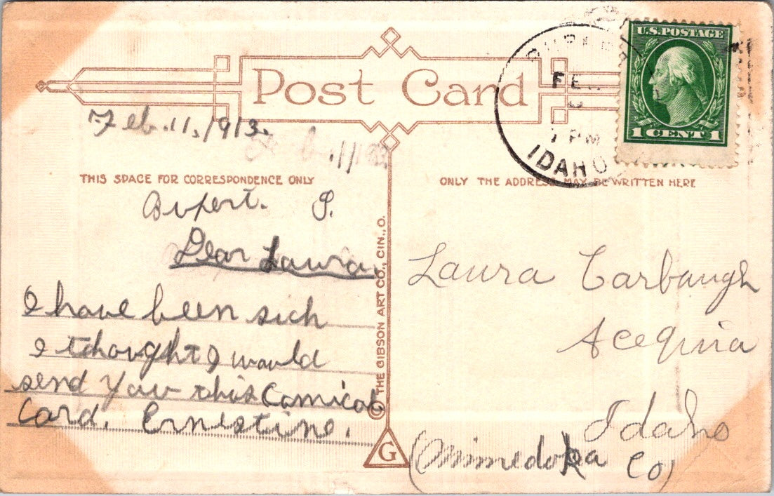 Vintage Postcard Valentine Wishes Posted 1920 US Postage One Cent