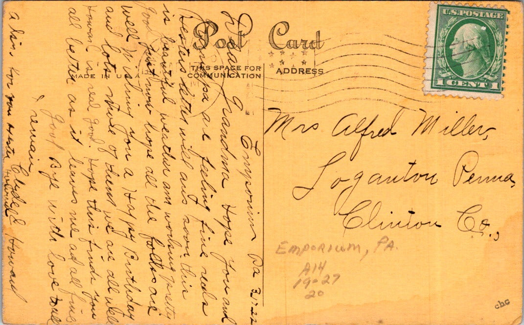 Vintage Postcard To The Folks Back Home Poem Posted US Postage One Cent