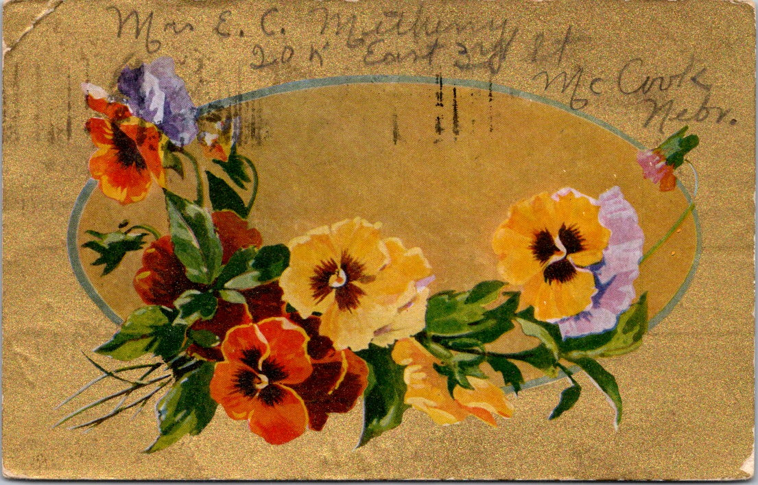 Vintage Postcard Beatiful Flowers Posted 1910 United States One Cent