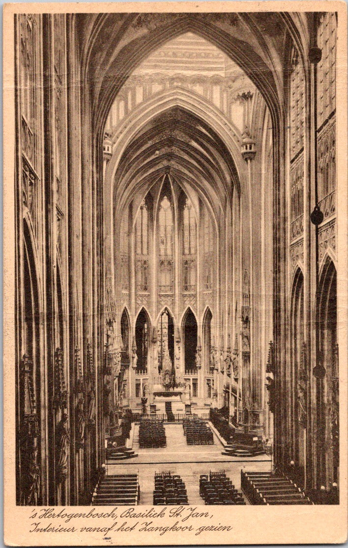 Vintage Postcard Hertogenbosch Interior Basilica Saint John Netherlands Unposted