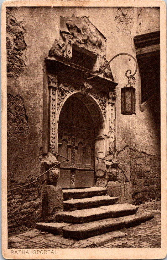 Vintage Postcard Town Hall Portal Rothenburg Ob Der Tauber Germany Unposted