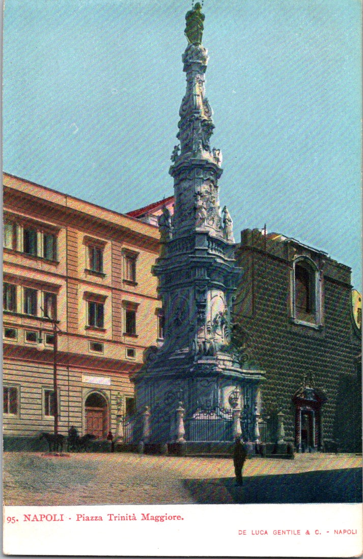 Vintage Postcard The Piazza Trinita Maggiore Napoli Naples Italy Unposted