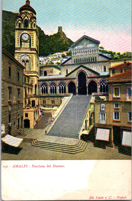 Vintage Postcard Facade Of The Amalfi Cathedral Piazza del Duomo Italy Unposted