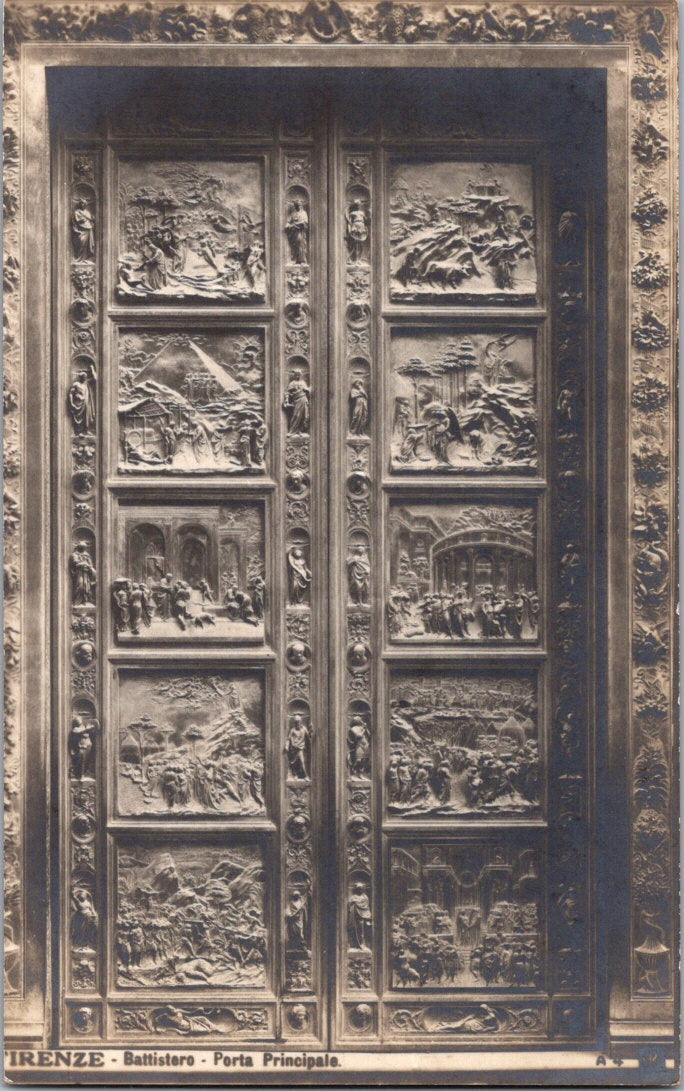 Vintage Postcard The Baptistery Main Door Florence Italy Unposted