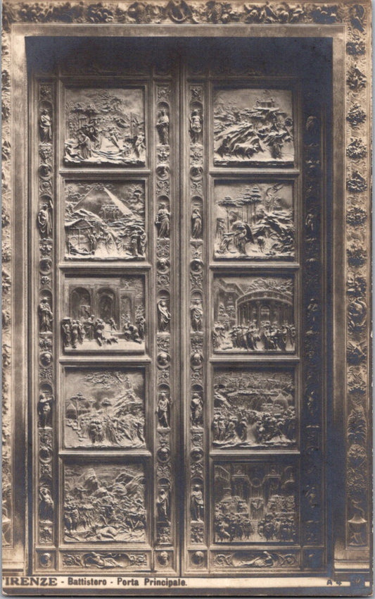 Vintage Postcard The Baptistery Main Door Florence Italy Unposted