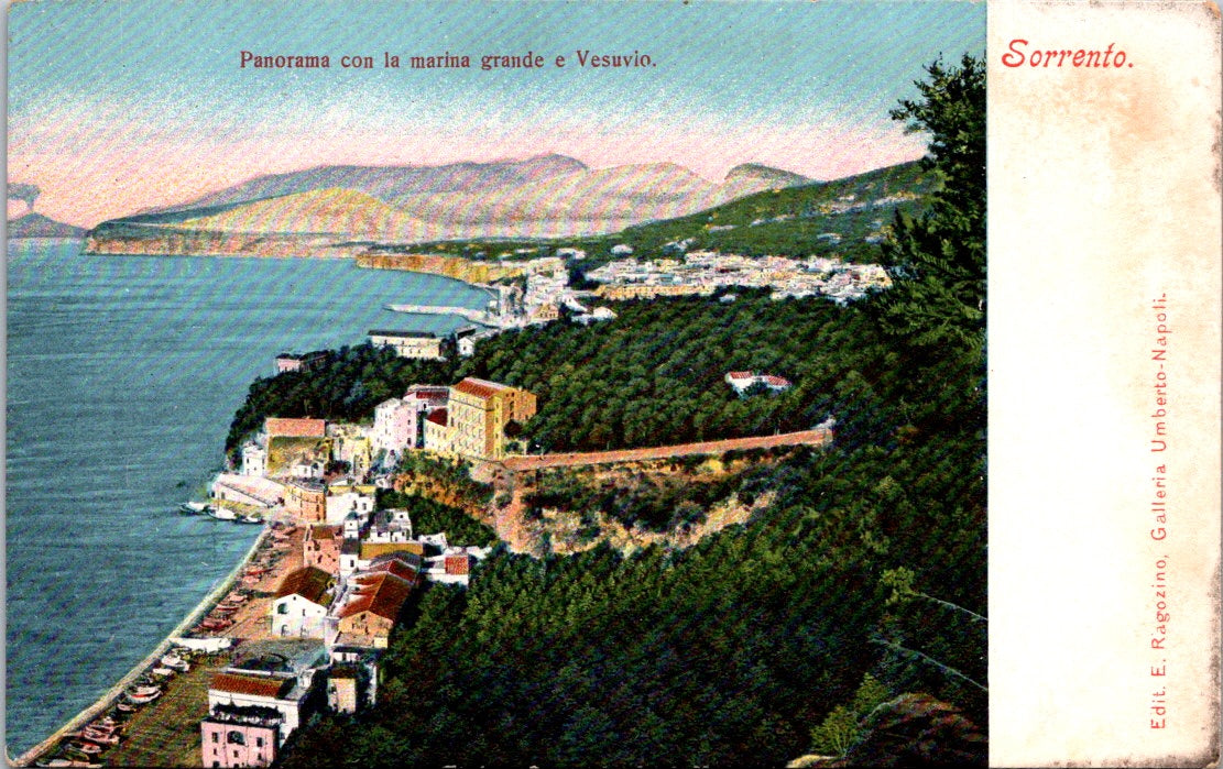 Vintage Postcard Marina Grande Beach And Vesusvius Panoramic View Sorrento