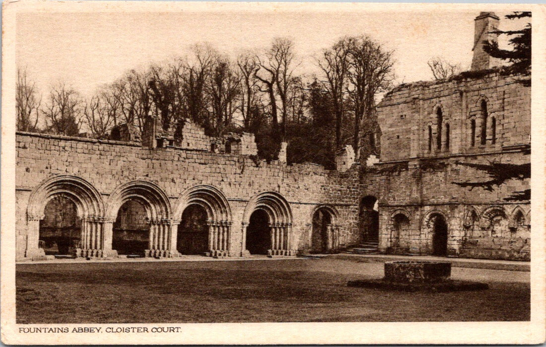 Vintage Postcard Cloister Court Fountains Abbey England United Kingdom Unposted