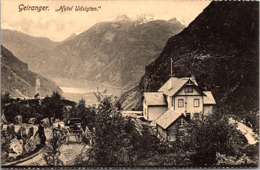 Old Vintage Antique Postcard Hotel The View Geiranger Norway Unposted