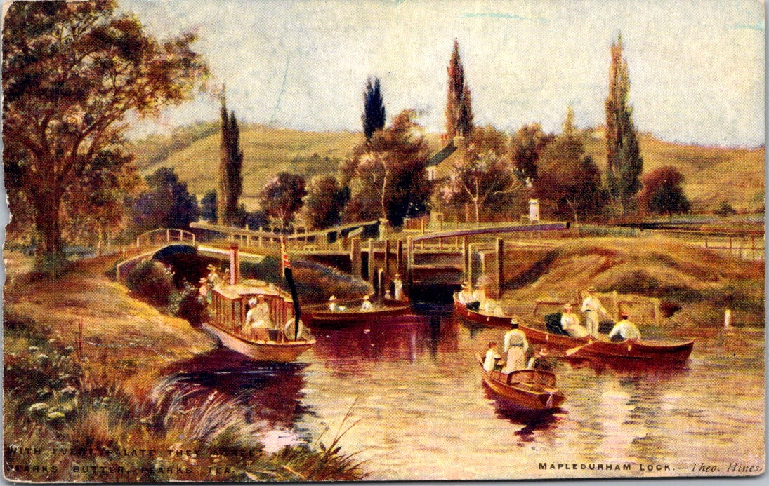 Vintage Postcard At The Mapledurham Lock River Thames in England Unposted