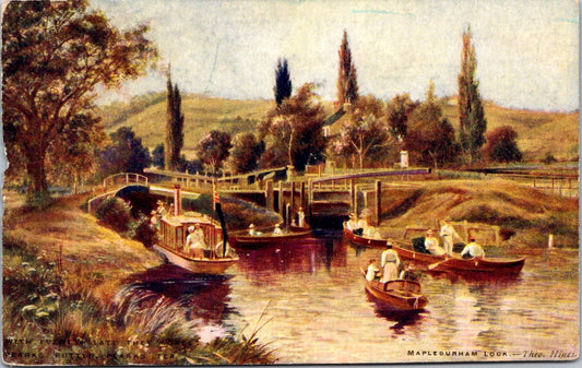 Vintage Postcard At The Mapledurham Lock River Thames in England Unposted